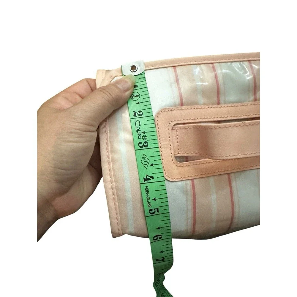 Ralph Lauren Vintage RLL Makeup Bag Embroidered Logo Striped Zip Travel Cosmetic
